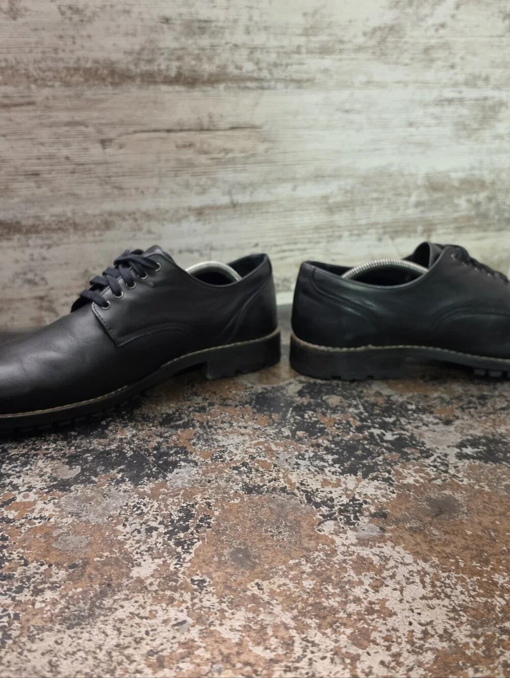 Mens Thursday Oxford Shoes Sz 9 Used Black Leather Rubber Sole